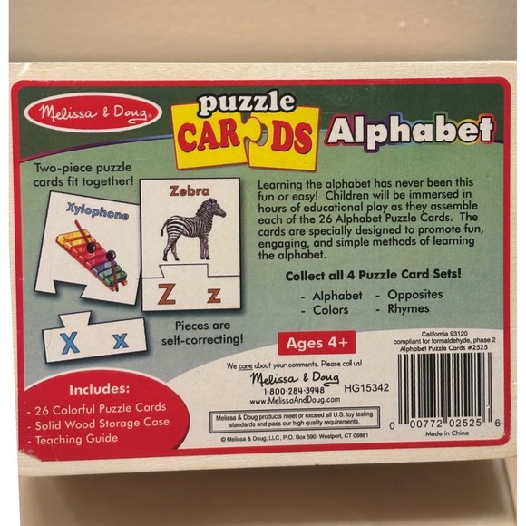 Melissa & Doug Alphabet Puzzle Cards Kid OS Multi Excellent Educational 26 Cards - Picture 2 of 8